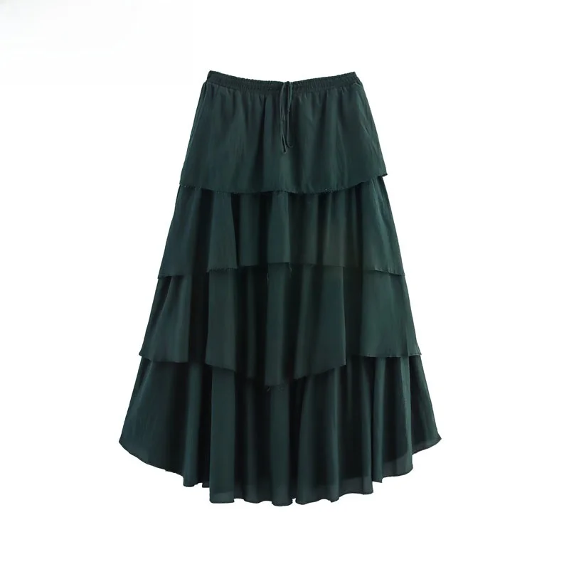 

Моющаяся юбка-миди, женская новая осенне-зимняя многослойная декоративная юбка ZR Sle, приятная для кожи, дышащая, с высокой талией, полиэстер...