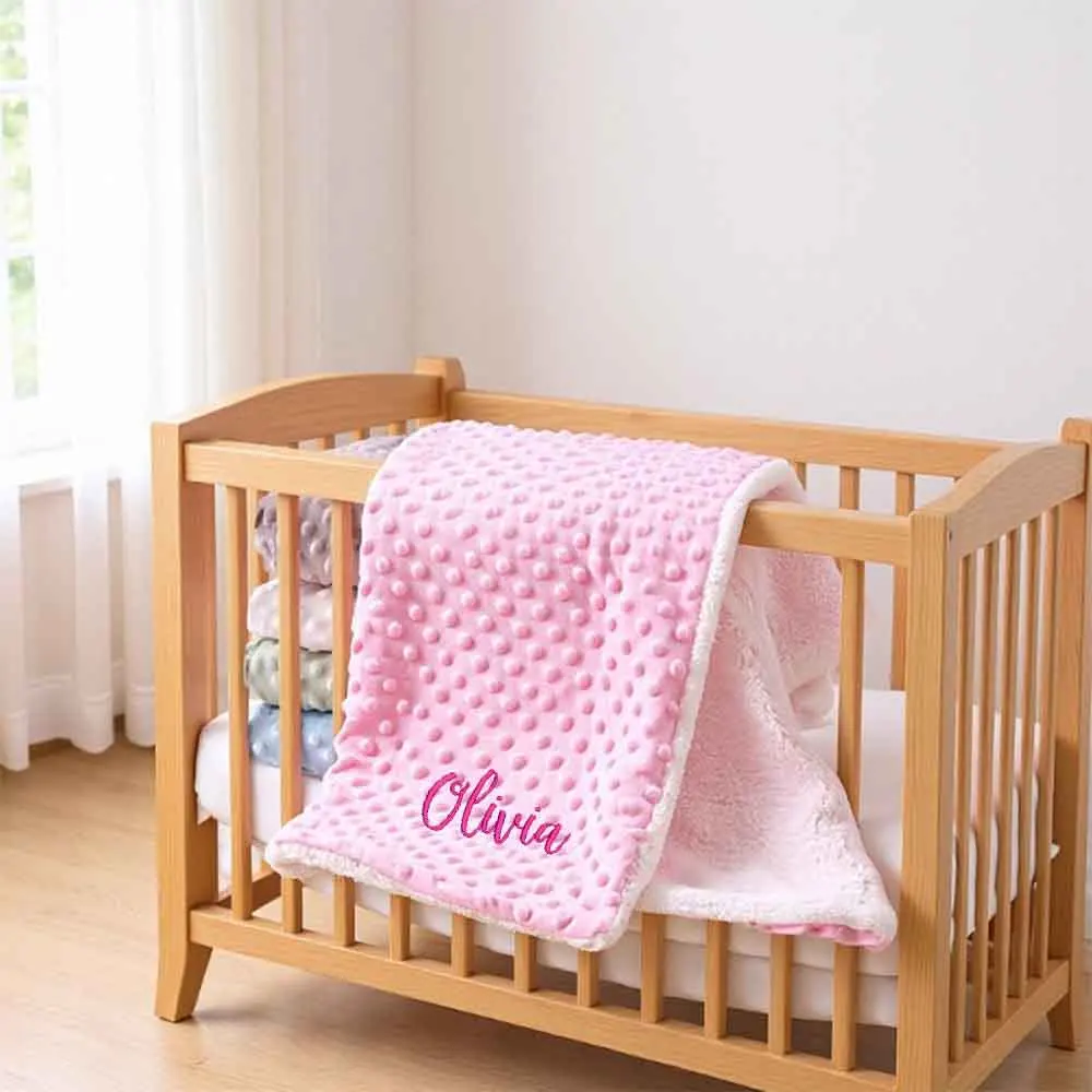 Embroidered Name Baby Toddler Stroller Blanket Custom Personalized Name Newborn Birth Gift Soft Blanket Baby Shower Party Supply