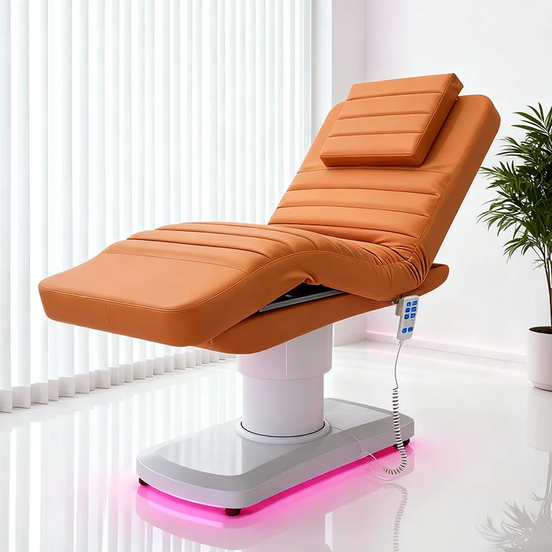 Beauty Salon Furniture 3 Motors Electric Facial Cosmetic Spa Bed Luxury Modern Adjustable Massage Table and Bed with Lights