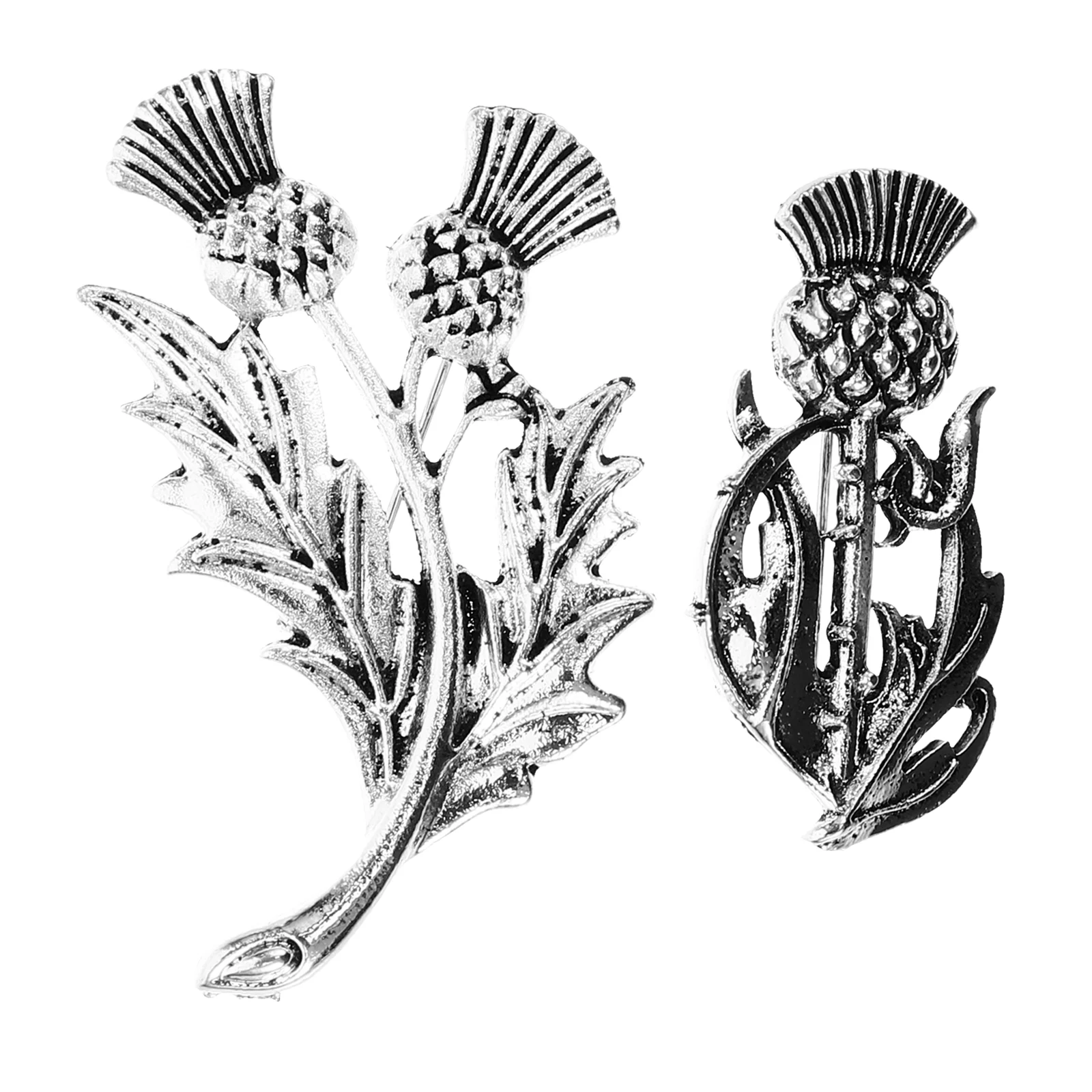 

2 Pcs Thistle Brooch for Women Fashion Badge Wedding Brooches Alloy Jewelry