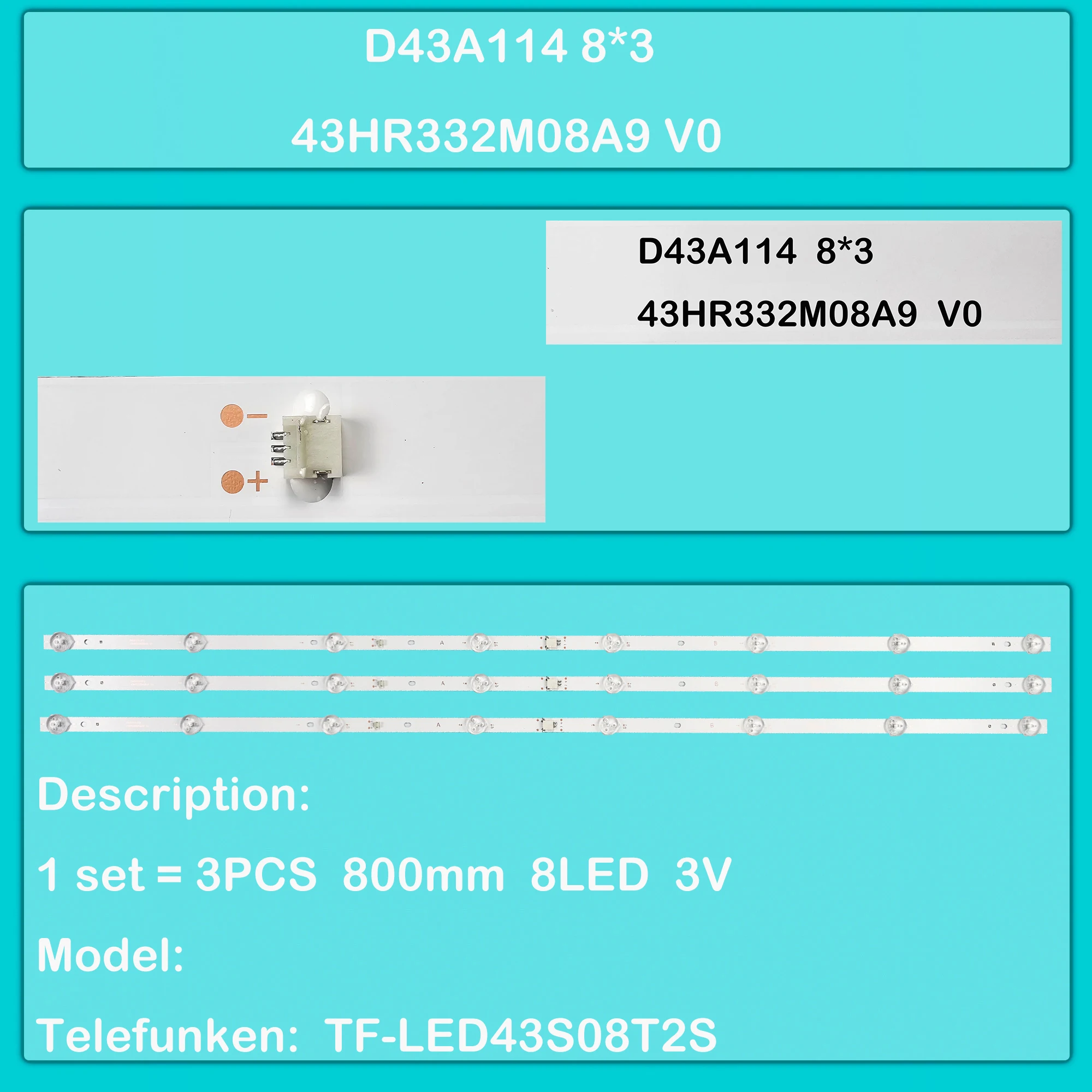 

Светодиодная лента подсветки для TF-LED43S08T2S D43A114 8*3 43HR332M08A9 V0
