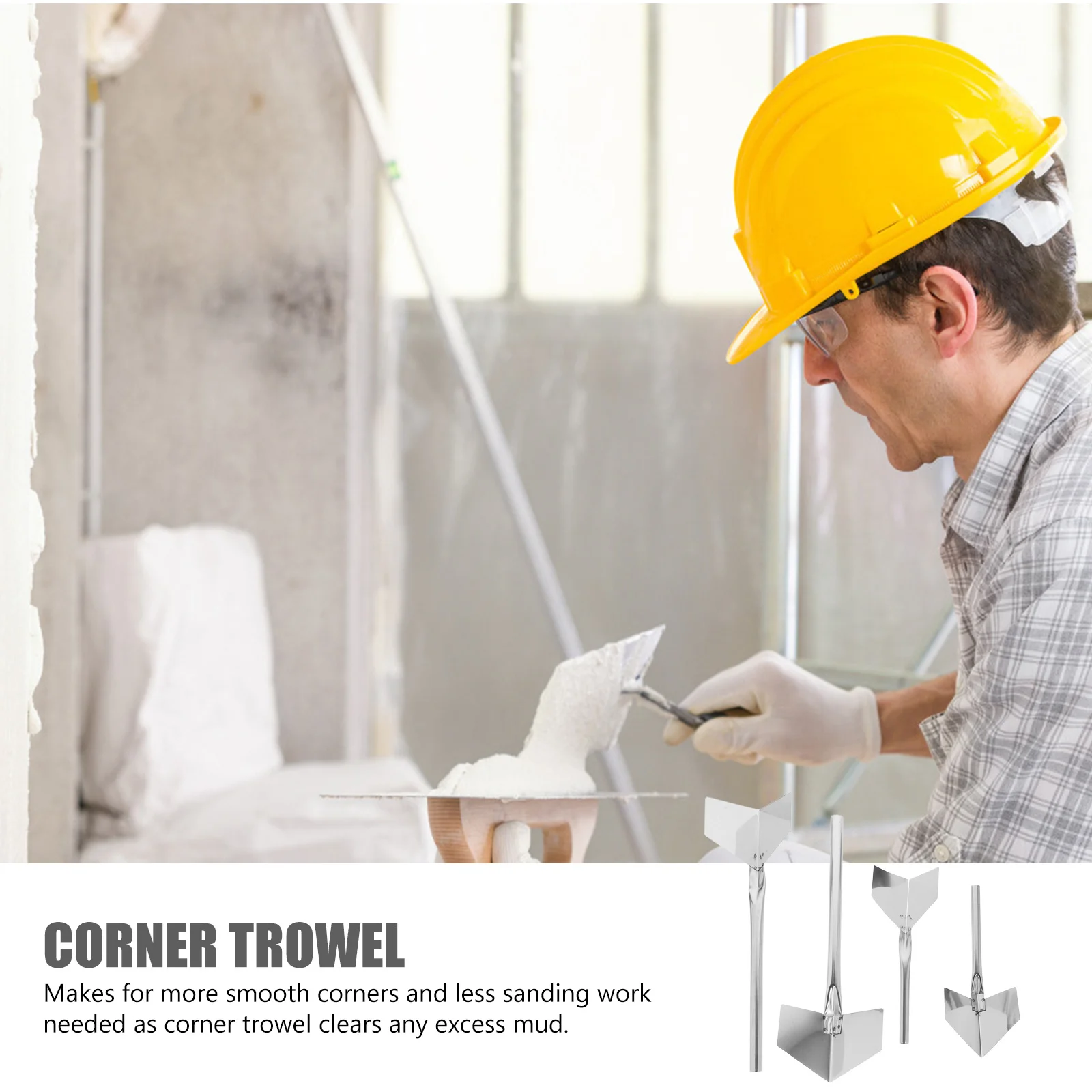 

4Pcs Corner Trowel Set Stainless Steel Wall Corner Polishing Tool for Drywall Plastering and Concrete Finishing Work