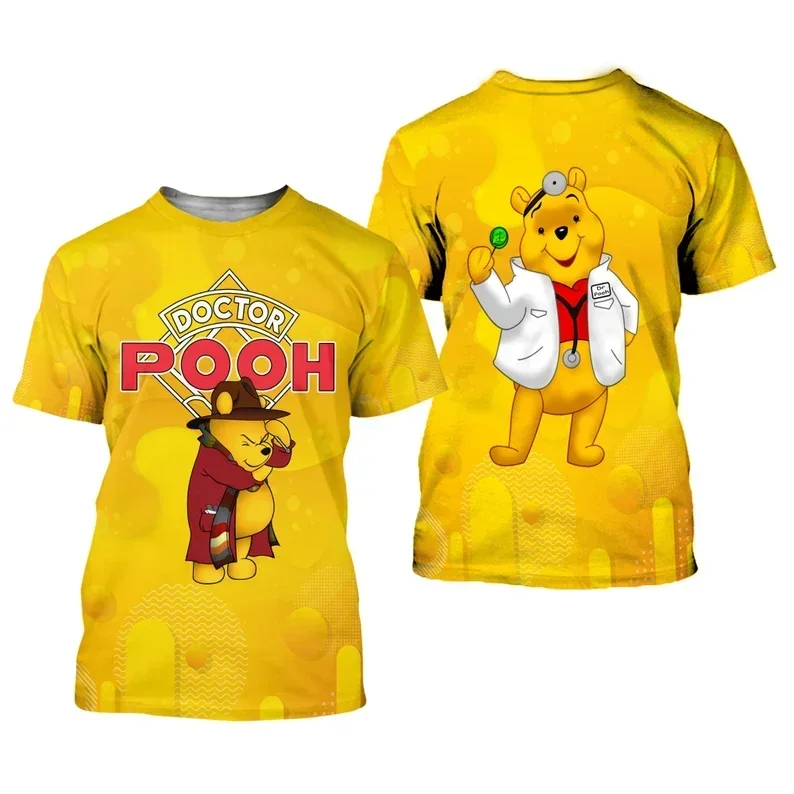 

Summer New Dr. Winnie The Pooh 3D T-Shirt Yellow Button Pattern Disney Clothing Unisex Casual T-Shirt Holiday Vacation Clothing