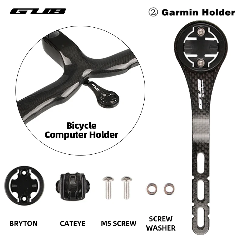 GUB 16g Carbon Fiber Bicycle Computer Mount Screw-fixed Stable Bike Stem Holder Fit for Garmin Bryton Cateye Sports Accessories