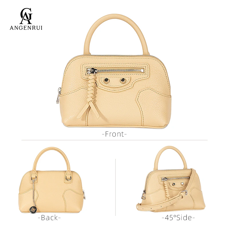 ANGENGRUI. Brand New Genuine Leather Handbag Fashionable and Cute First Layer Cowhide Women's Shoulder Bag Locomotive Bag