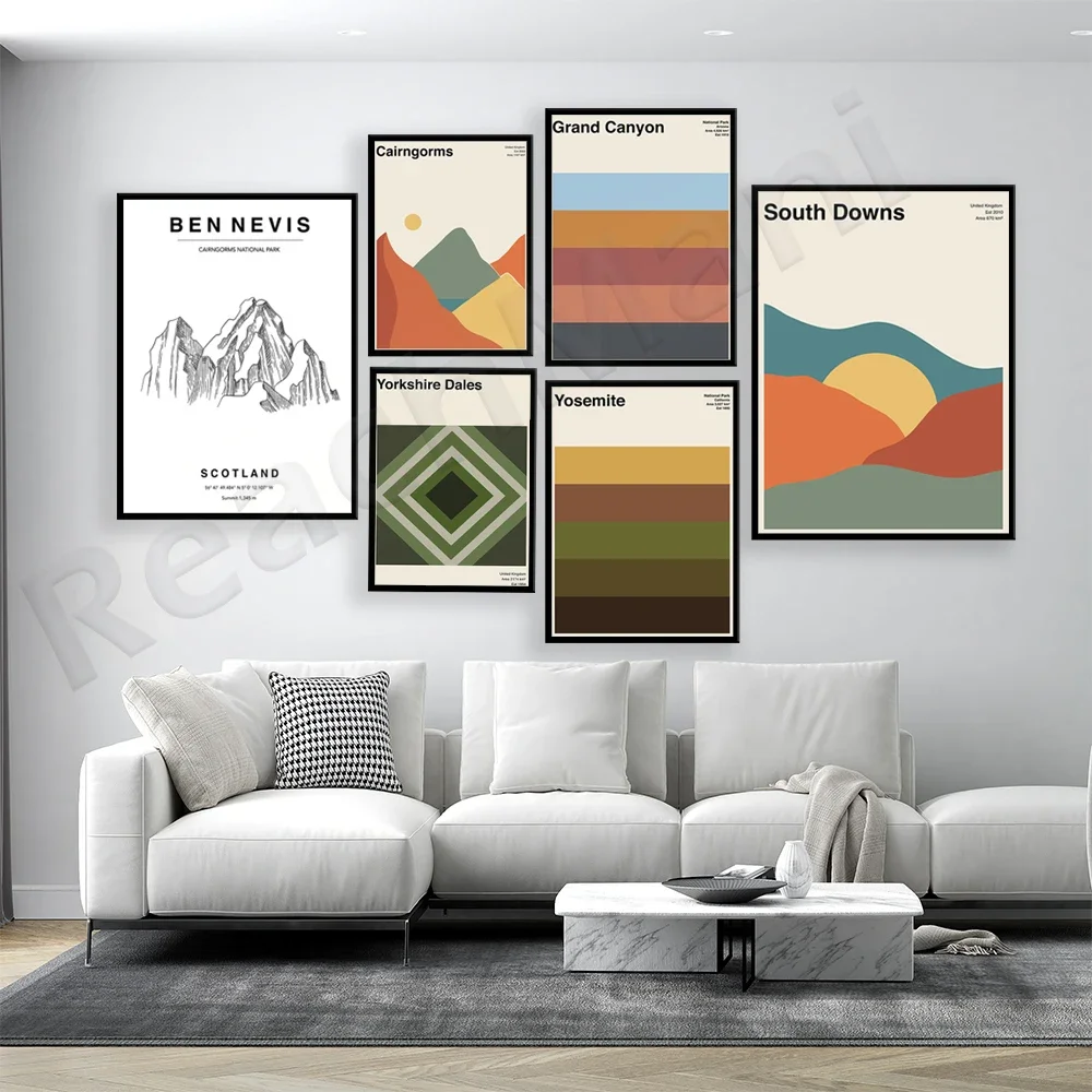 South Downs, Ben Nevis, North York Moors, Yosemite, Channel Islands, Yorkshire Dales, Yellowstone National Park travel poster