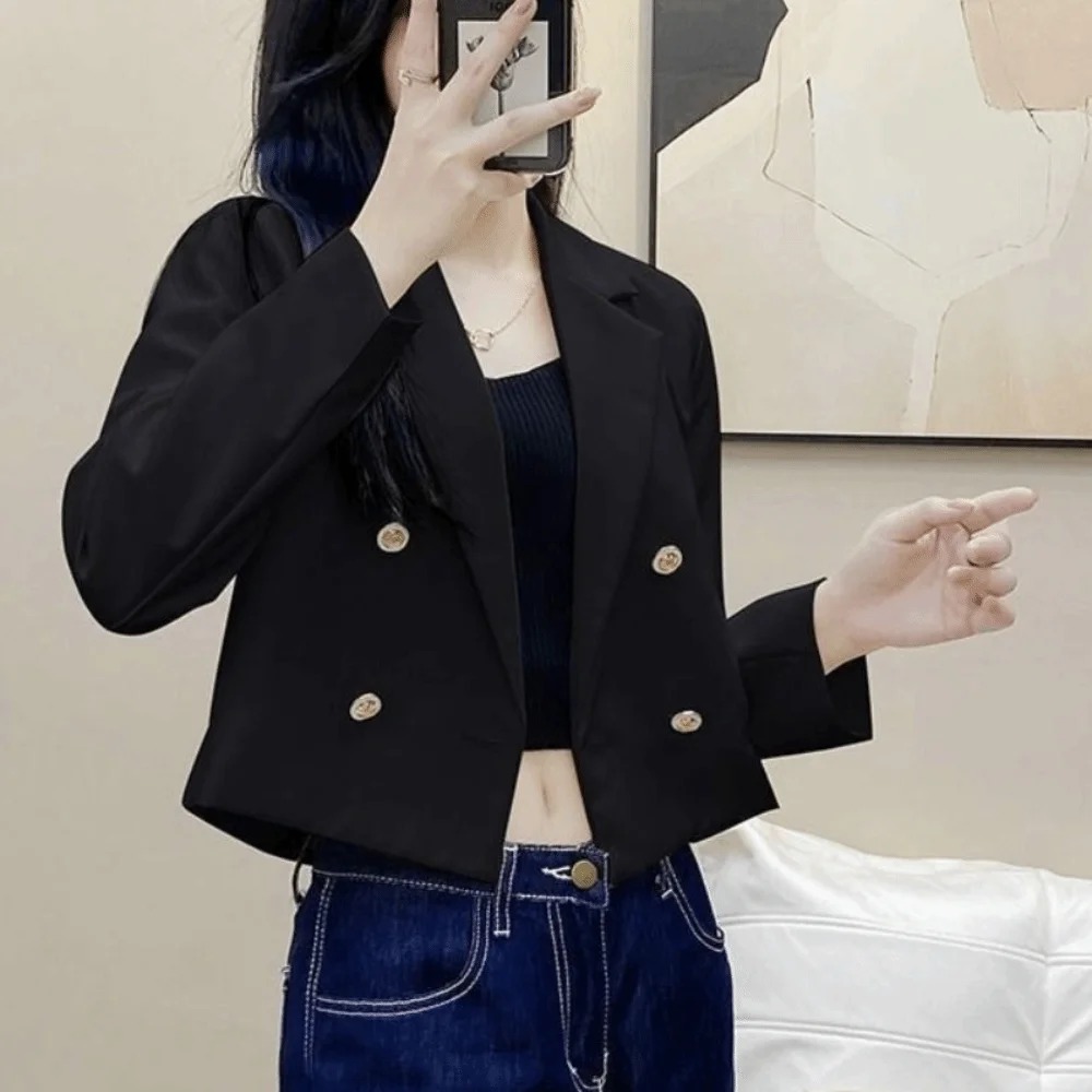 

Comfortable Casual Korean Suit Jacket Loose Long Sleeve Suit Coat Women Suit Outfit Buttoned Blazer Short Office Blazer Office