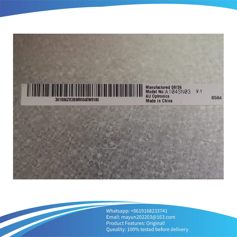 ต้นฉบับผ่านการทดสอบแล้ว A104SN03 V1 10.4 นิ้วอุตสาหกรรมจอแสดงผล LCD หน้าจอ TFT 800x600 60PIN