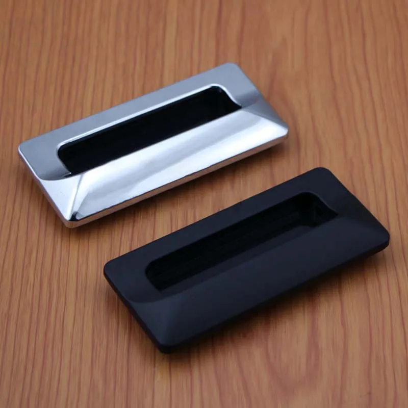 1PC Hidden Door Handles Recessed Cabinet Pulls Handles Bedroom Black/Plated Handle Drawer Knobs Furniture Hardware