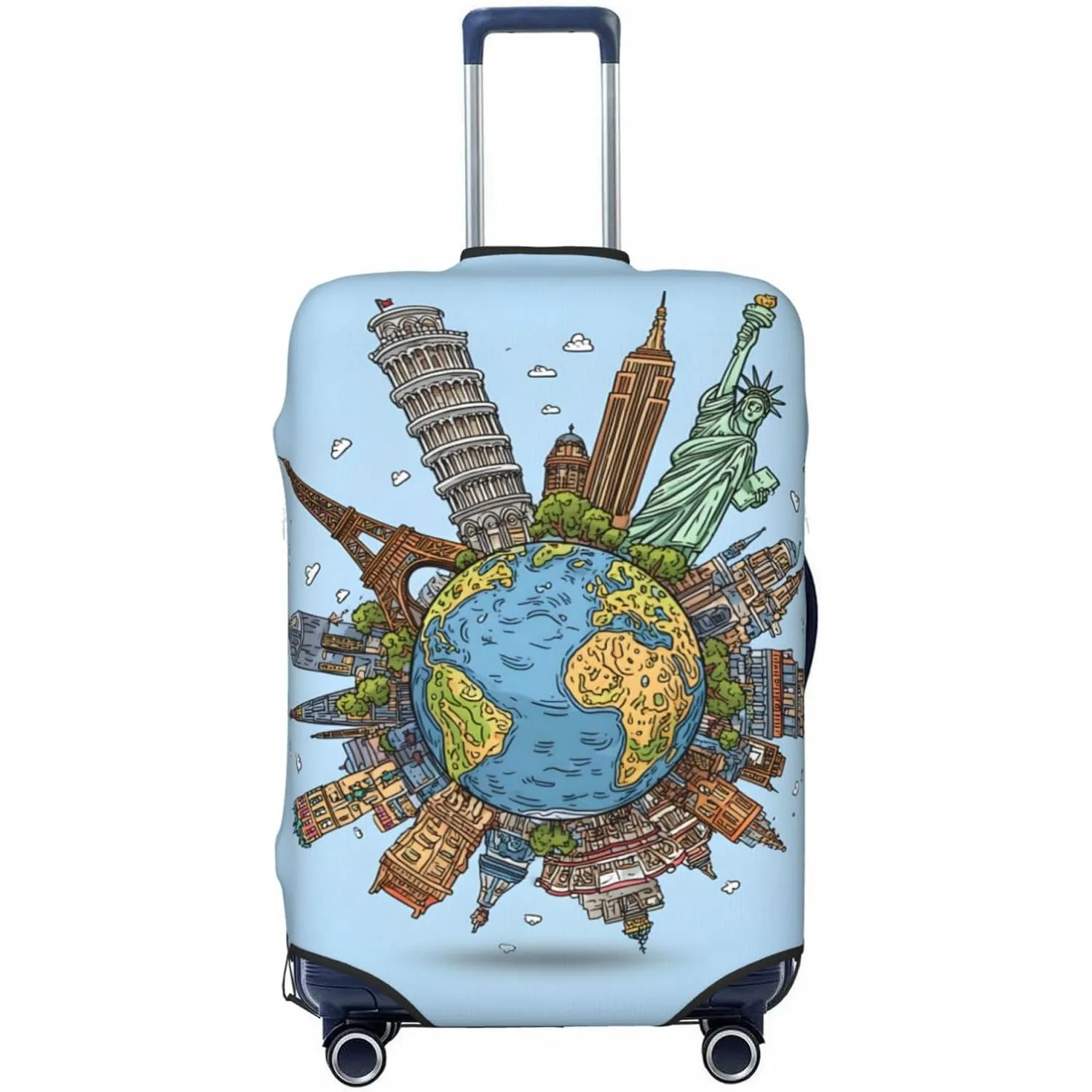 

Чехол для дорожного багажа World Landmarks, эластичный защитный чехол для чемодана, дизайн декоративного глобуса