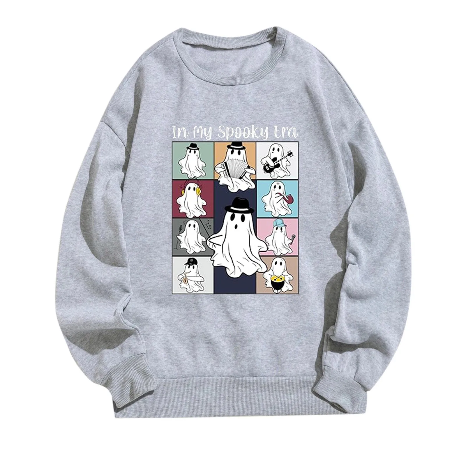 

Cartoon Ghost Sweatshirt Women Print Oversize Sweatshirts Crewneck Long Sleeve Pullover Top Fuzzy Sweatshirt Women