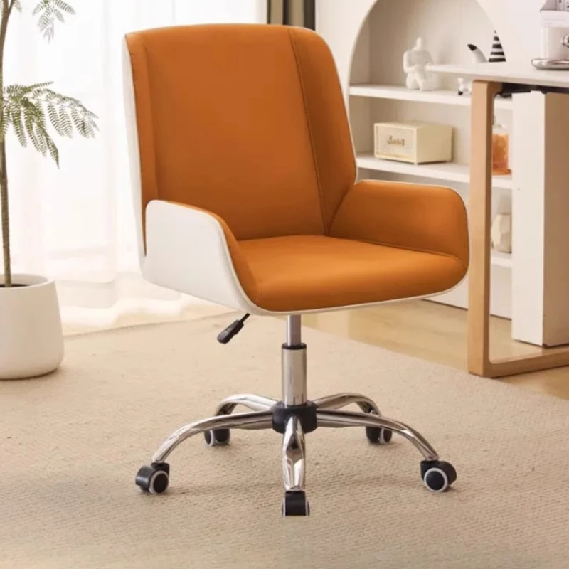 

Simple Leather Executive Office Chair Ergonomic Computer Desk Seat Swivel Comfortable Makeup Chair Modern Home Office Furniture