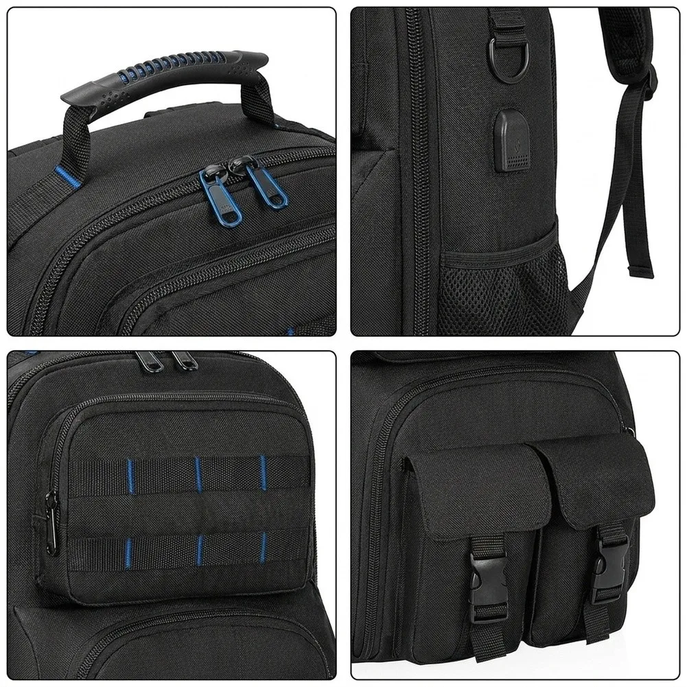 Rubber Feet Portable Tool Storage Movable Base Tool Bag Ergonomic Shoulder Straps Rubber Feet Base Protective Cushioned Sections