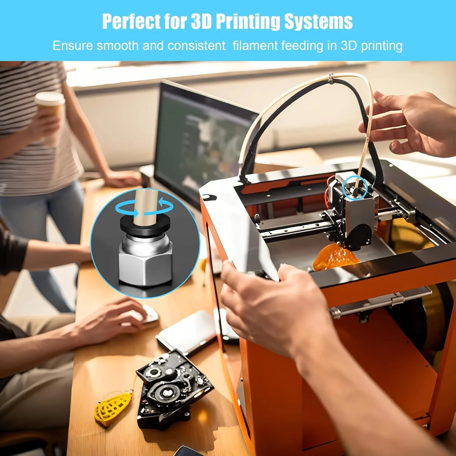 10 Stück PC4-M10 PTFE-Schlauchverbinder Pneumatische Bowden-Kupplung Schnellkupplungen für Ender 3 V2 E3D V6 3D-Drucker Extruder-Teile – Detail 6