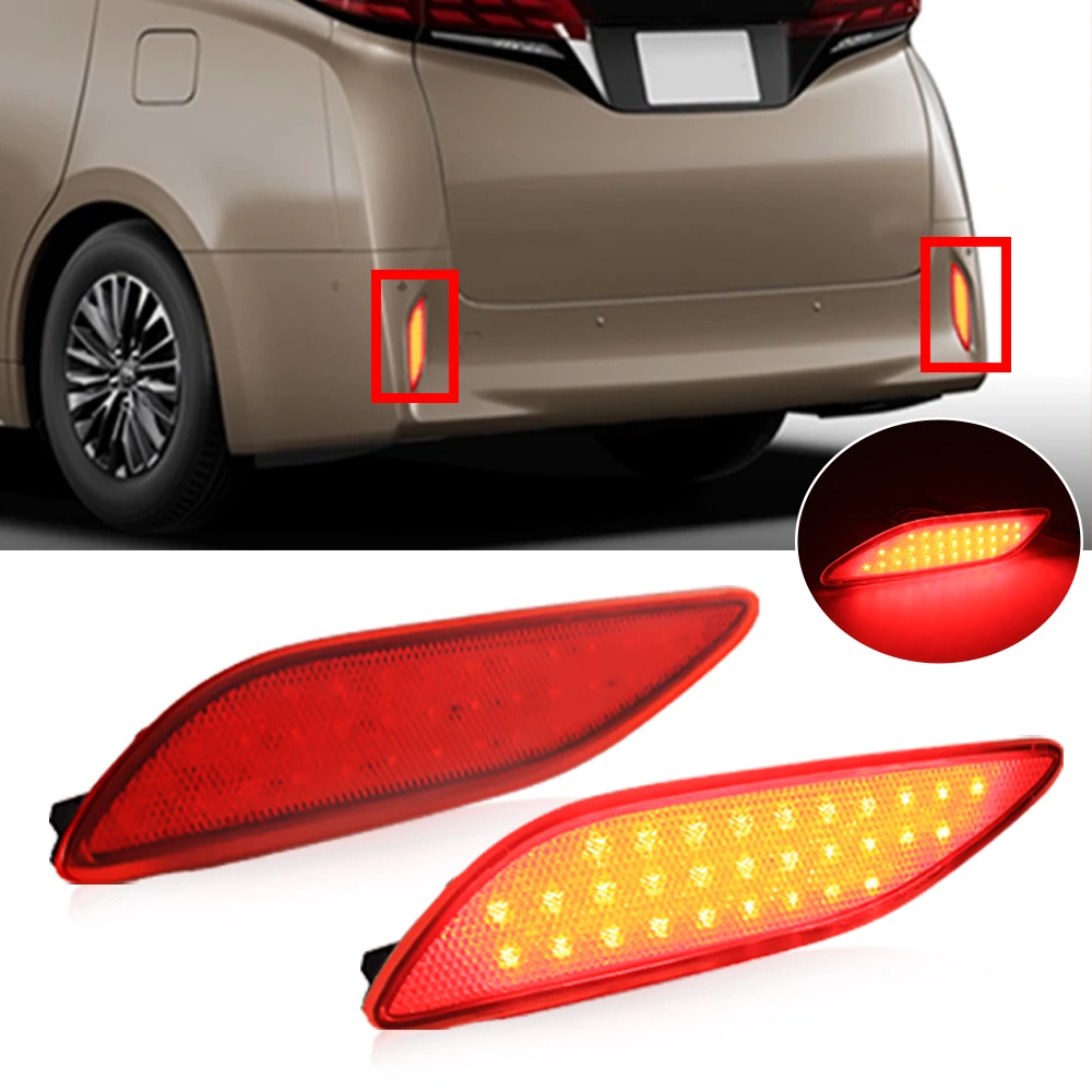 

2Pcs For Toyota Alphard 40 Series 2023 2024 Led Rear Bumper Reflector Light 12V Red Lens Brake Fog Lights Stop Lamp Assembly