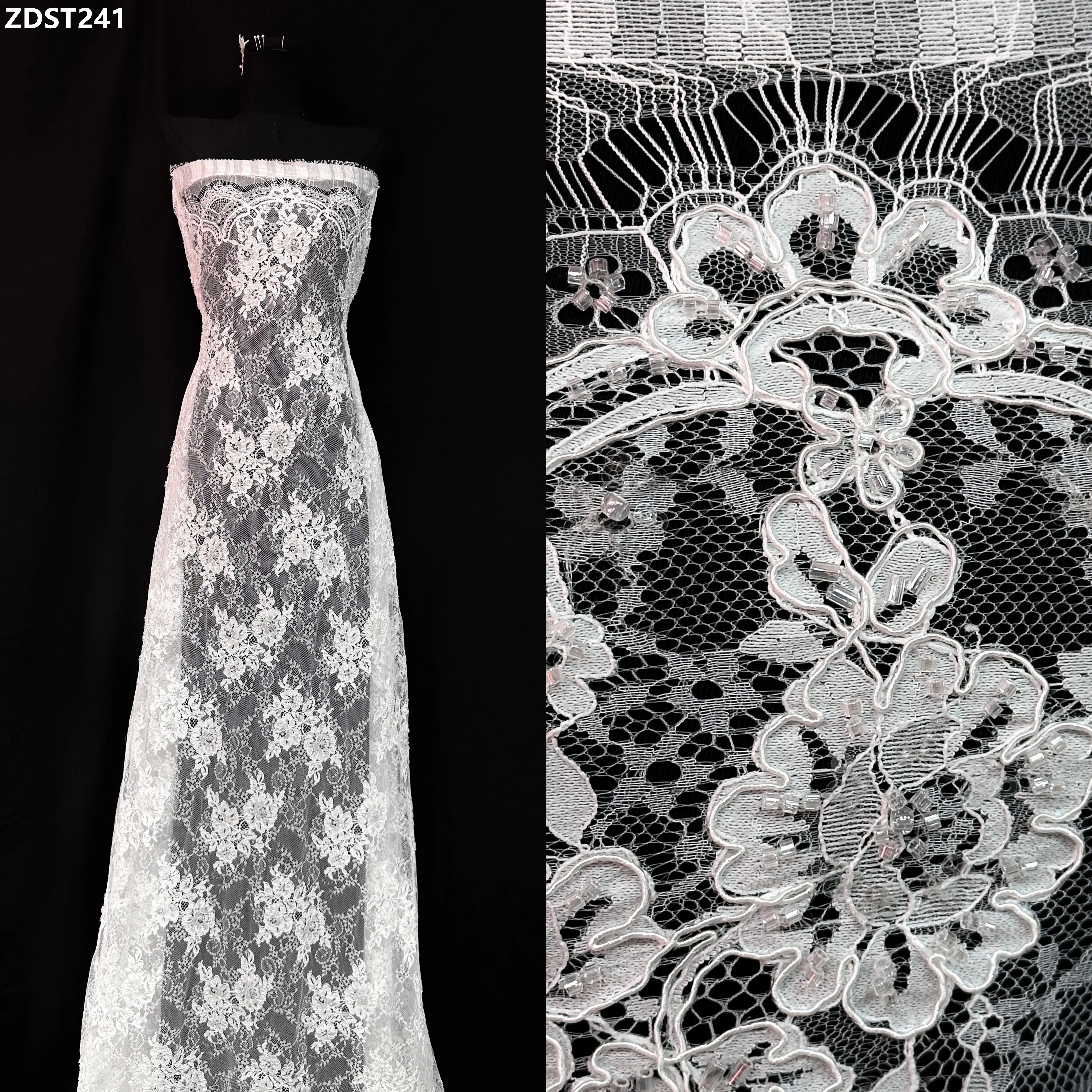 

3,3 ярда свадебное кружево белого цвета, европейское свадебное платье, тюль с цветочной вышивкой, кружевная ткань для роскошного свадебного платья, вечер