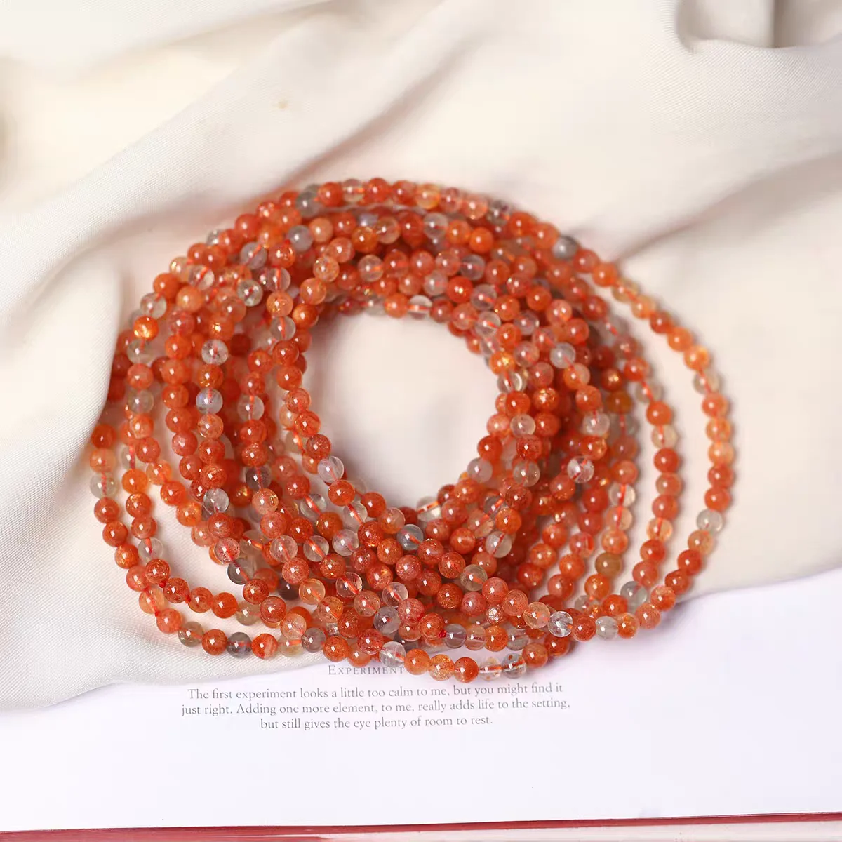 Natural Orange Sunstone Strawberry Quartz Bracelet 21 Inches Arusha 5.8-6mm Clear Abacus Beads Women Men Flash Bangle AAAAAA