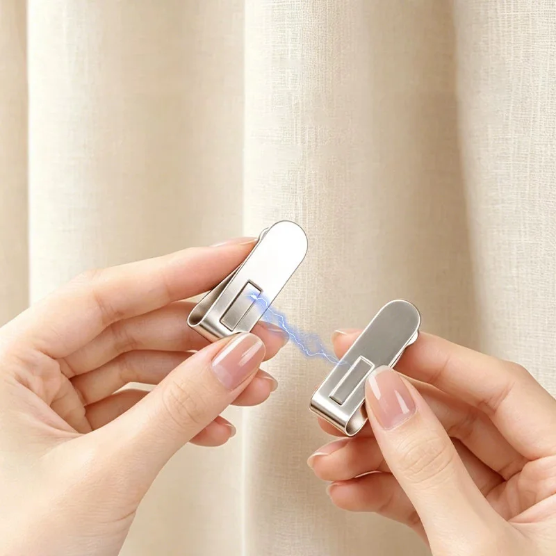 Strong Magnetic Curtain Clips Stainless Steel Blackout Closure Fastener Prevent Light Gap For Bedroom Window Home Decoration