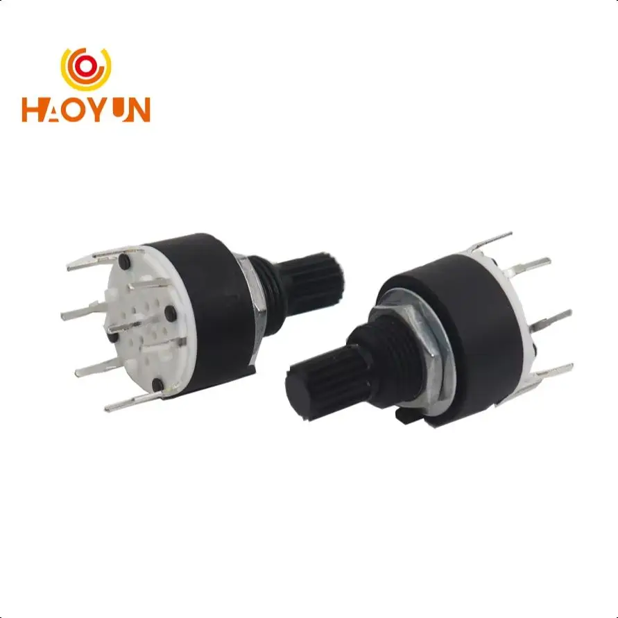 【5-1PCS】1 / 2 Pole 3/4/5/6/8 Position SR16 16mm Rotary Band Switch 15mm Shaft DC60V 0.3A 15mm Shaft Flower Axis Round Switch