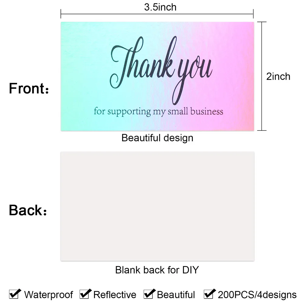 感謝のカード、グリーティングポストカード、小さなビジネスをサポートするありがとう、オンライン小売ショッピングギフト、5x9cm、50個