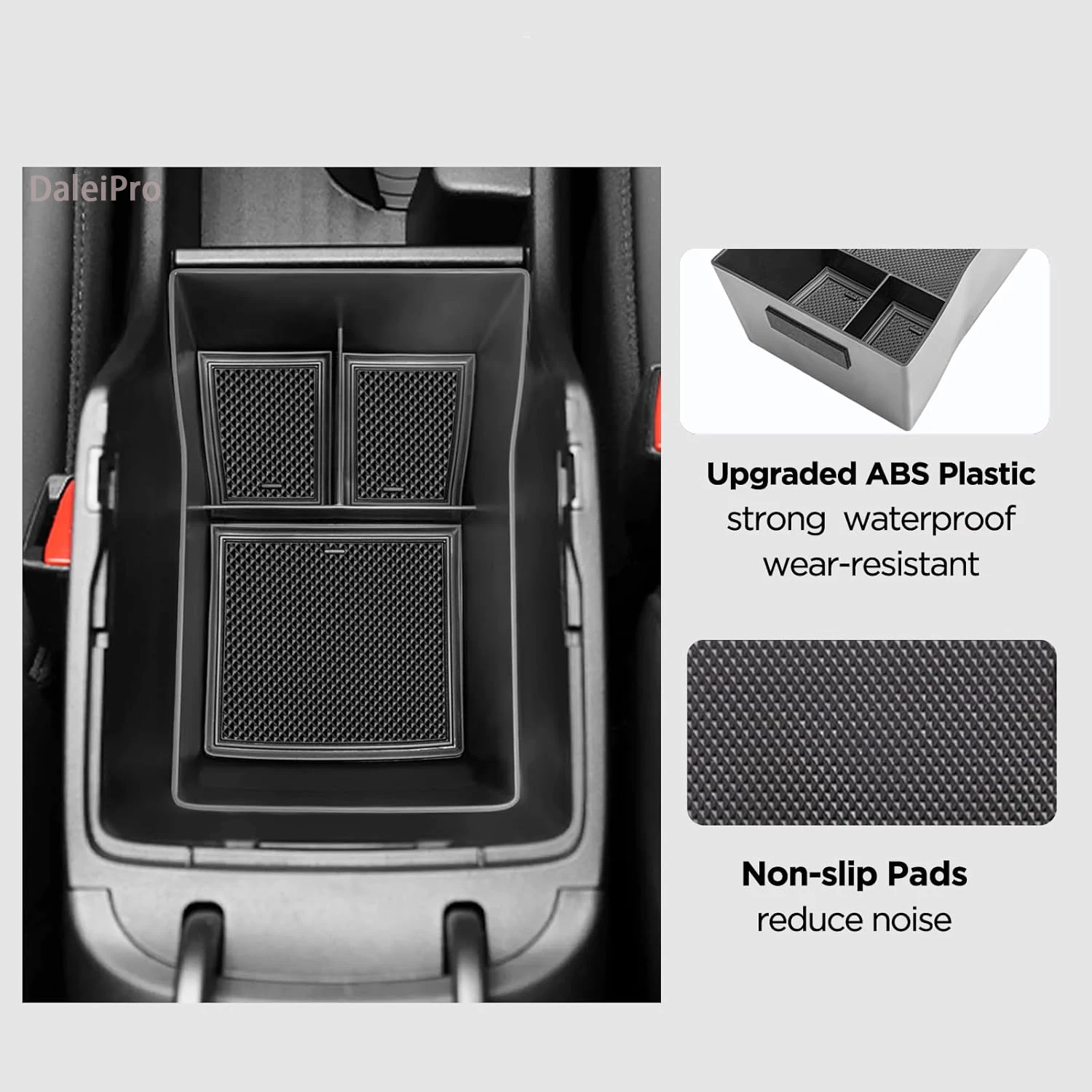 Für Kona Hybrid Phev SX2 2024 2025 Mittelkonsole Organizer Fach Armlehne Aufbewahrungsbox Geschichtete Aufbewahrungsbox Aufräumen Autozubehör – Detail 8