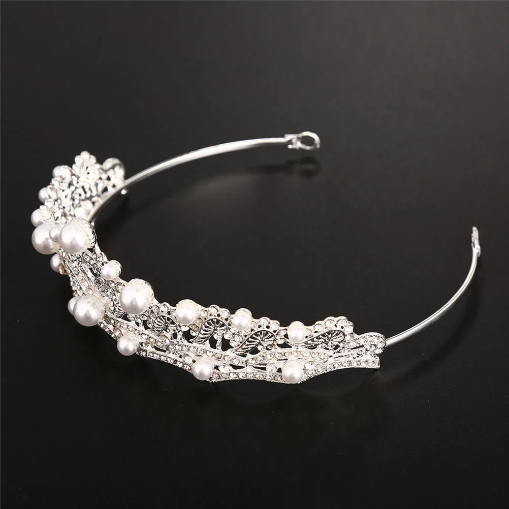 

1pc Pearl Rhinestone Crown Elegant Bridal Headpiece Women Wedding Hair Accessories Lightweight Comfortable Design Banquet Party