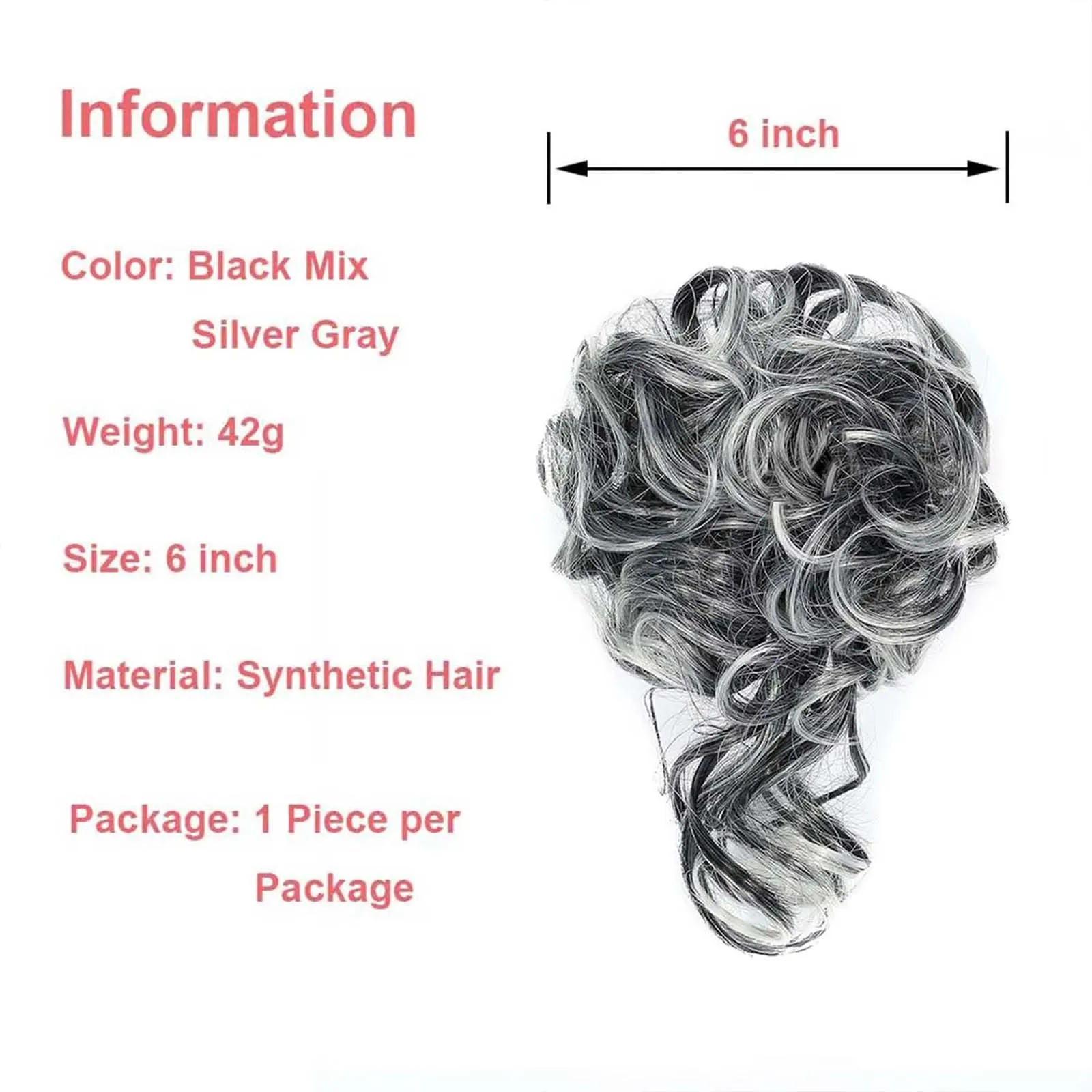 الاصطناعية فوضوي كعكة قطعة شعر Tousled أوبدو كعكة الشعر تمديد مطاطا رباط شعر خصلات شعر مجعد كعكة الشعر Scrunchie للنساء #2