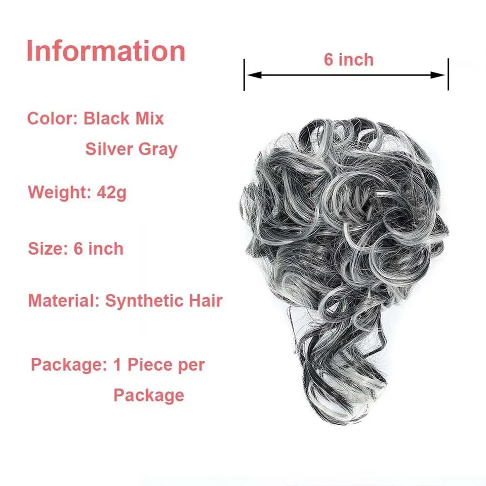 Moño despeinado sintético con elástico, extensión de cabello, rizado, scrunchie, para mujer 2