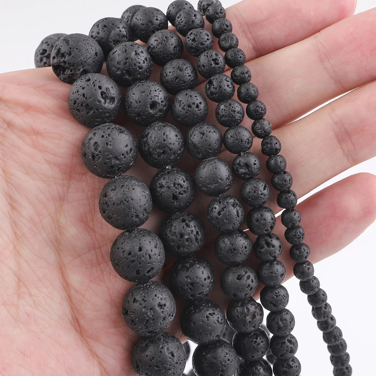 Wholesale Natural Black Lava 4mm 6mm 8mm 10mm 12mm round Volcanic Loose Beads for Jewelry Making Or Gift Charms