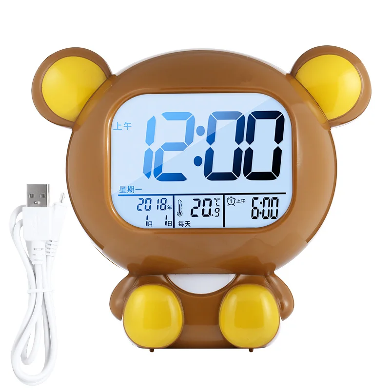 Led Digital Alarm Clock Rechargeable Electric Sleep Creative Cute Alarm Clock Kid Aesthetic Cartoon Despertador Desk Decor Reloj