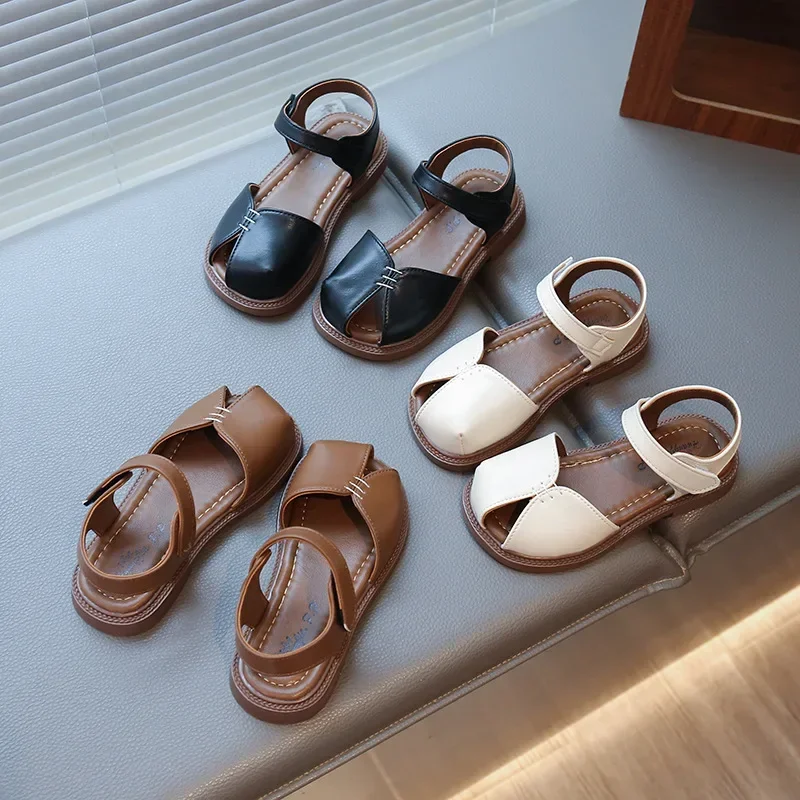 

Новые летние детские повседневные пляжные туфли принцессы на мягкой подошве с нескользящей подошвой для малышей, элегантная пляжная обувь на плоской подошве с закрытым носком