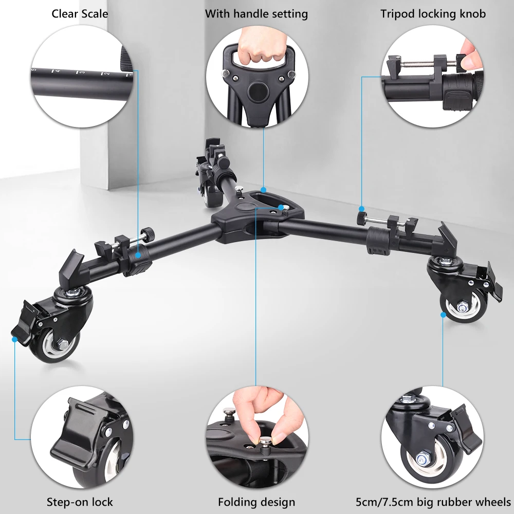 Tripod Dolly,INNOREL TD1 High Performance Camera Dolly with  Adjustable Leg Mount for Most Tripod, Light Stands,15kg Max Load