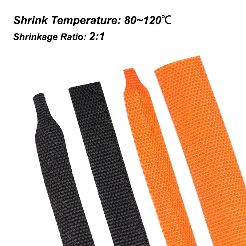 1~20m Heat Shrink Braided Cable Sleeve Dia.4mm-60mm High Density Insulation PET Auto Line Organizer Wire Protection Wrap Sheath