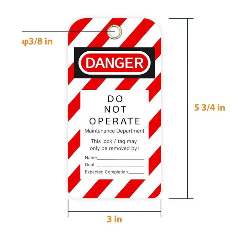 ABZW ロックアウトタグアウトタグ、3 X 5.75インチ、危険操作禁止タグ200枚、ジップタイ200個付き、耐引裂性および耐水性ロトタグ