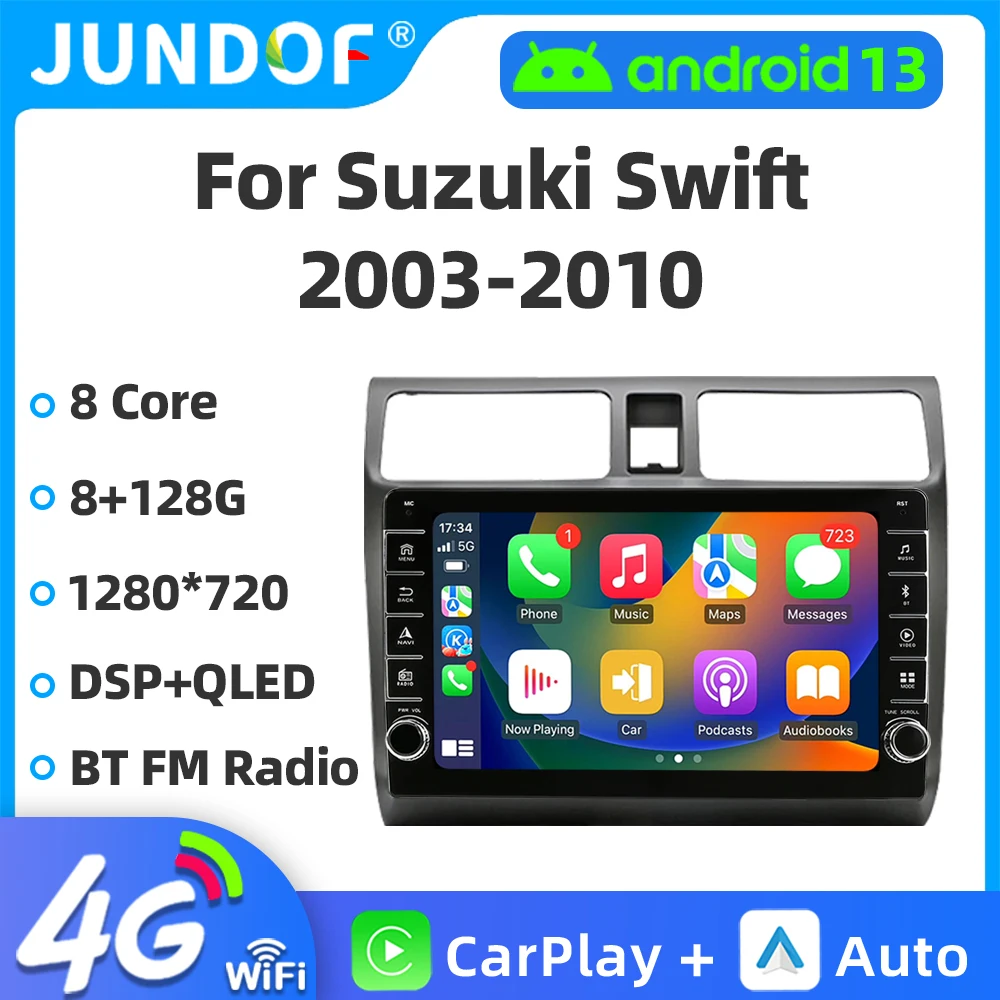 For Suzuki Swift 2003-2010 Carplay Auto Android 13 Car Radio Multimidia Video Player GPS Navigation 4G WIFI BT Head Unit DSP