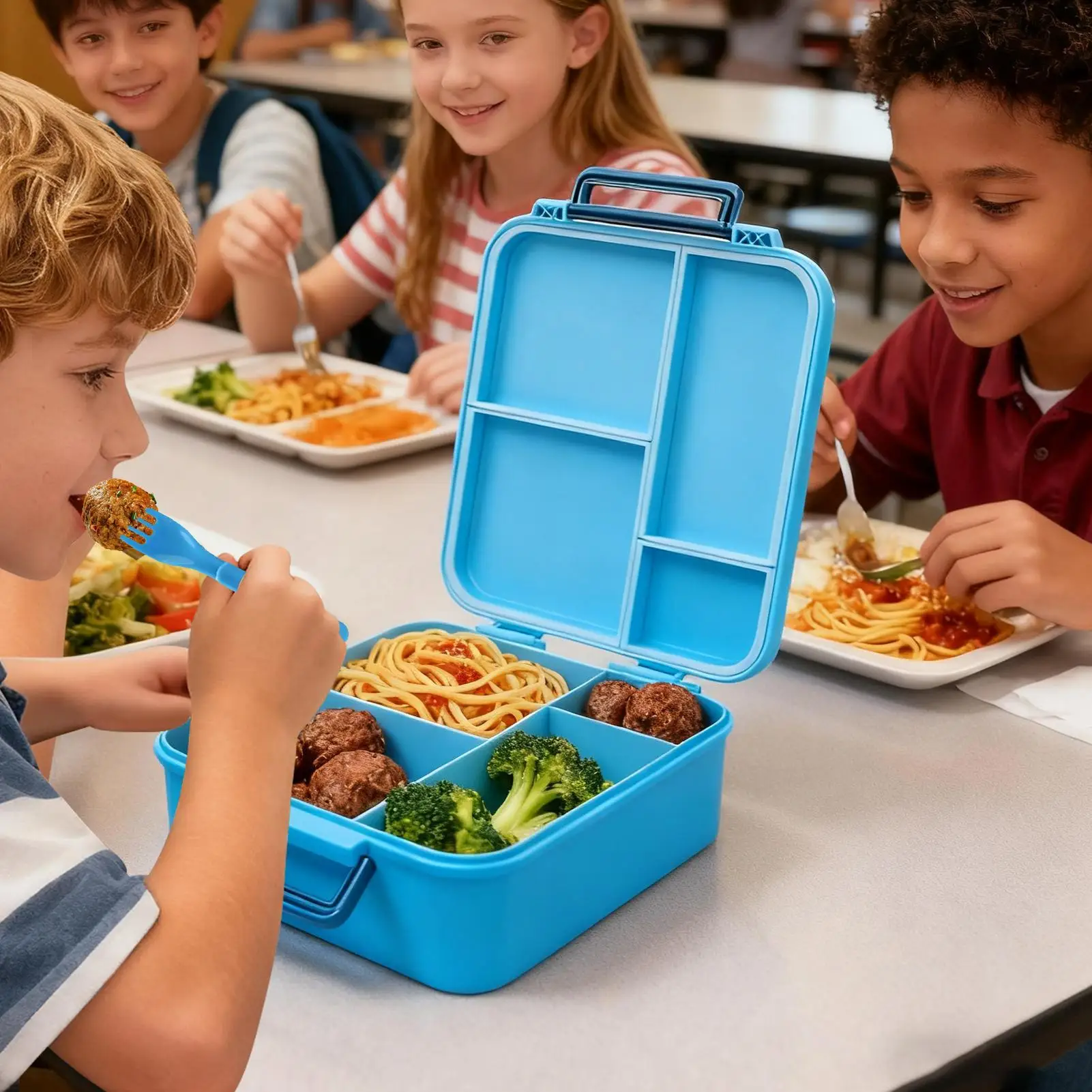 

Kids Lunch Box Containers Leak-Proof 4-Compartment Lunch Box Containers Kitchen Dining Supplies For Vacation Hiking Sports