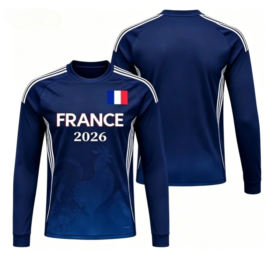 New French round neck long sleeved T-shirt with breathable quick drying 3D printing for daily wear, fashionable and versatile view 2