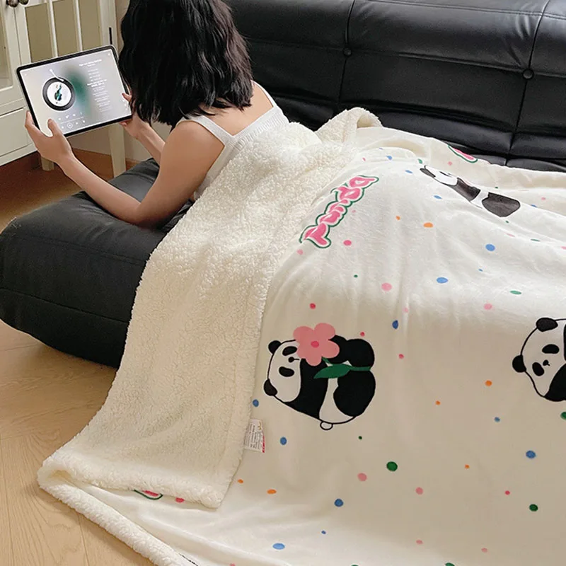 2025 New Cartoon Thickened Milk Fleece Blanket Multi Functional Office Blanket for Autumn Winter Skin Friendly Soft Nap Shawl