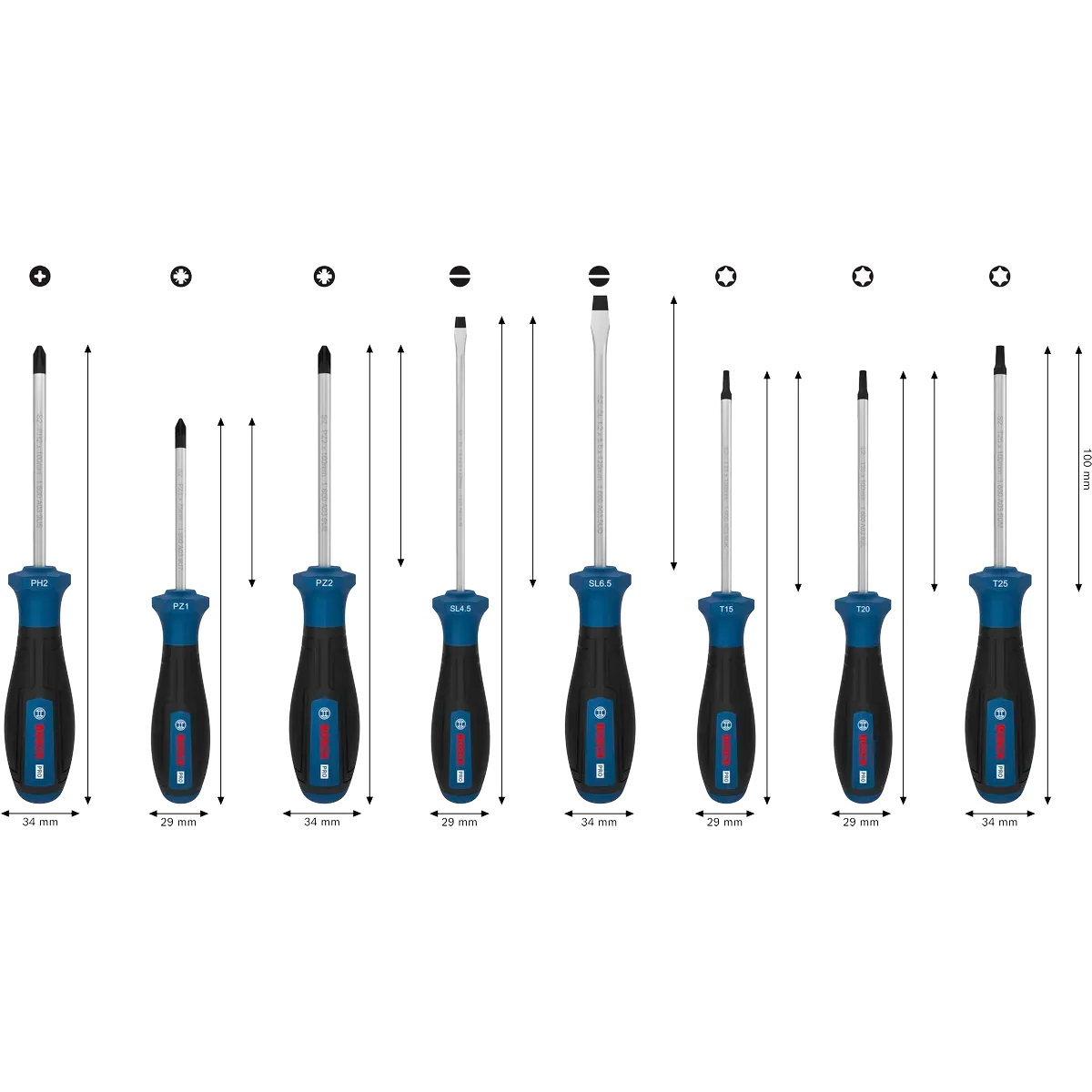 BOSCH 1600A039PF PRO Screwdriver PH/PZ/SL/TX Set 6Pcs Hand Tools