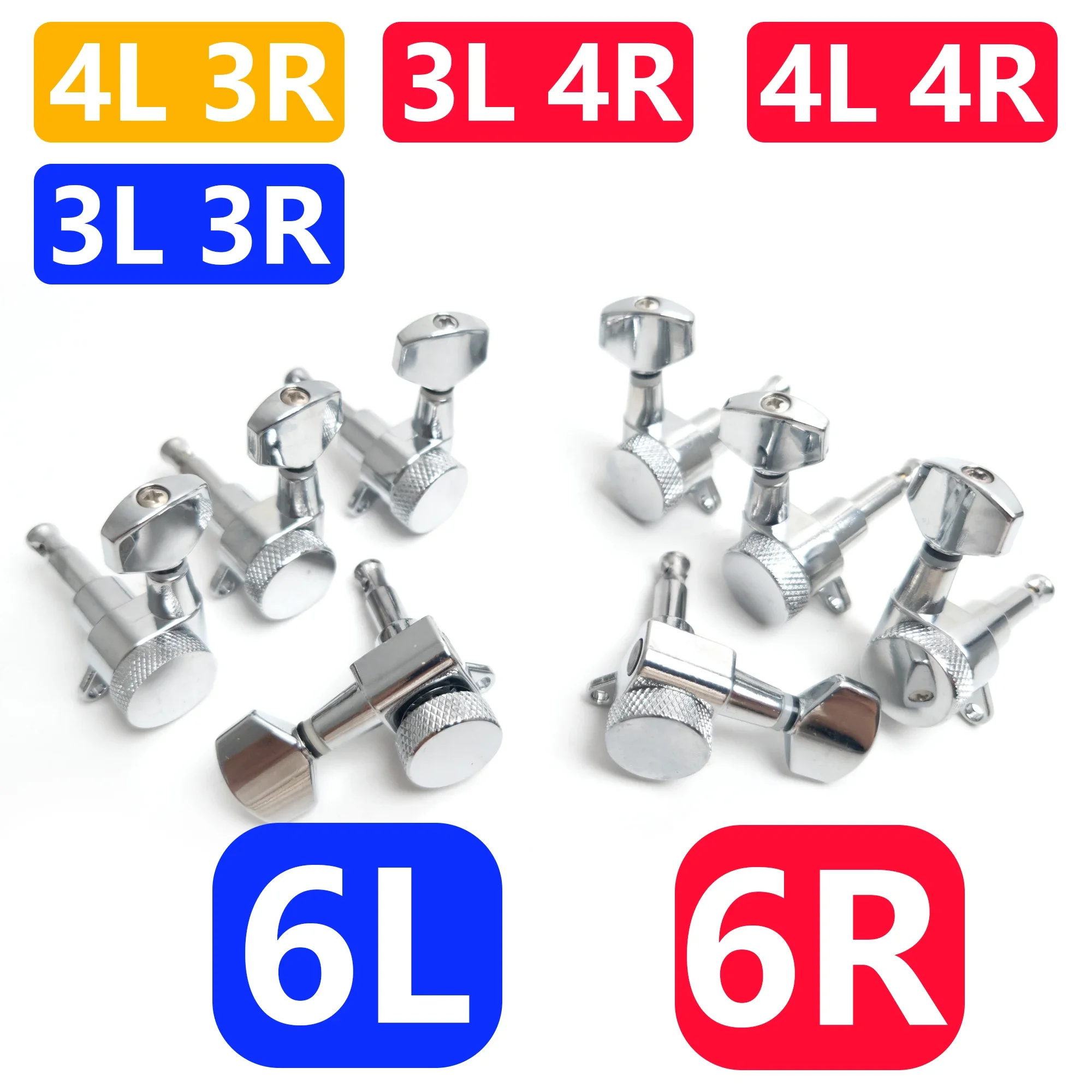 1:18 High Precision Locking Guitar Tuners Machine Heads Set Chrome 6R 6L 3L3R 3L4R 4L3R 4L4R Selectable Replacement Parts