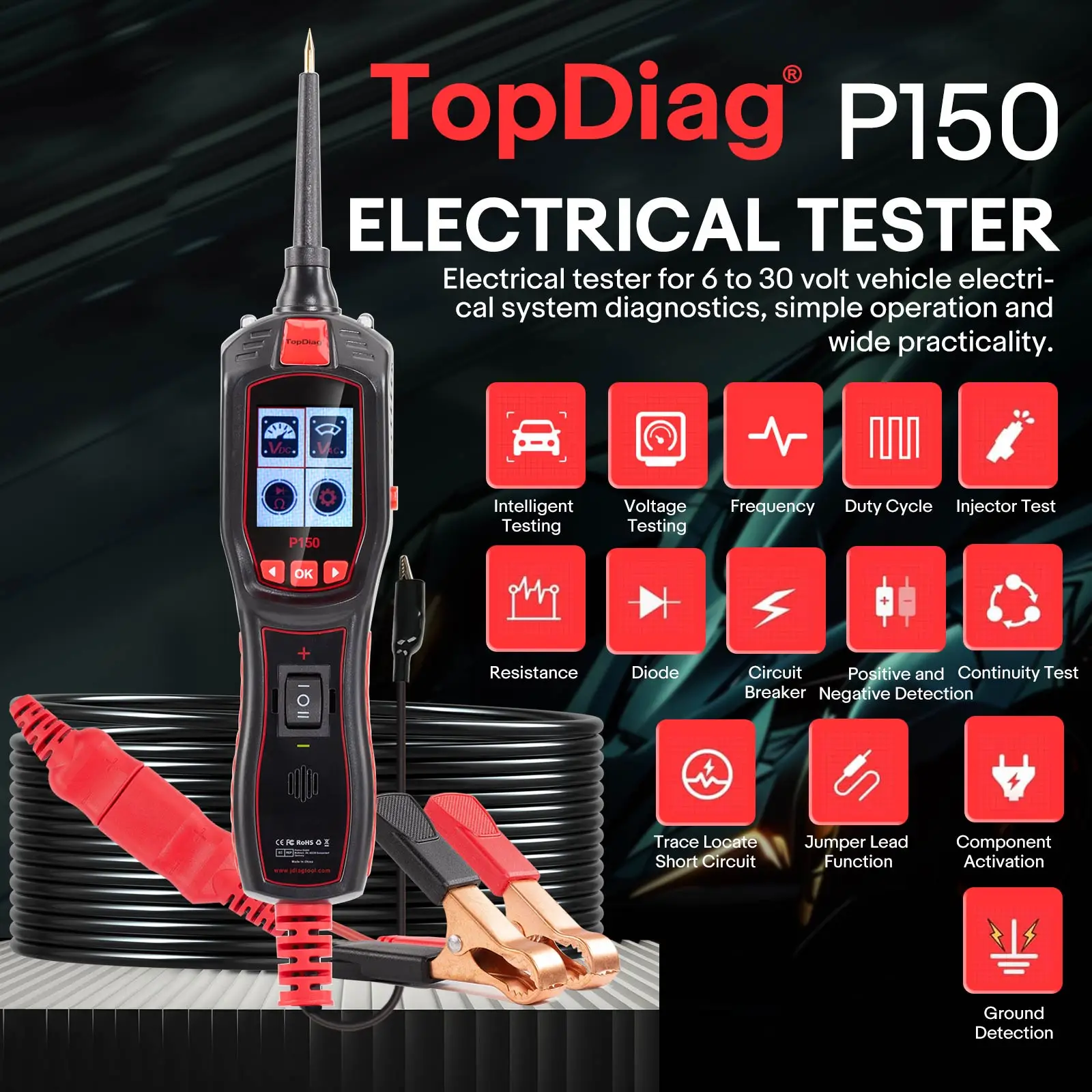 Topdiag P150 Power Probe Car Circuit Tester Fuel Inject Test System Fuel Injector Signal Detection Automotive  Diagnostic Tool