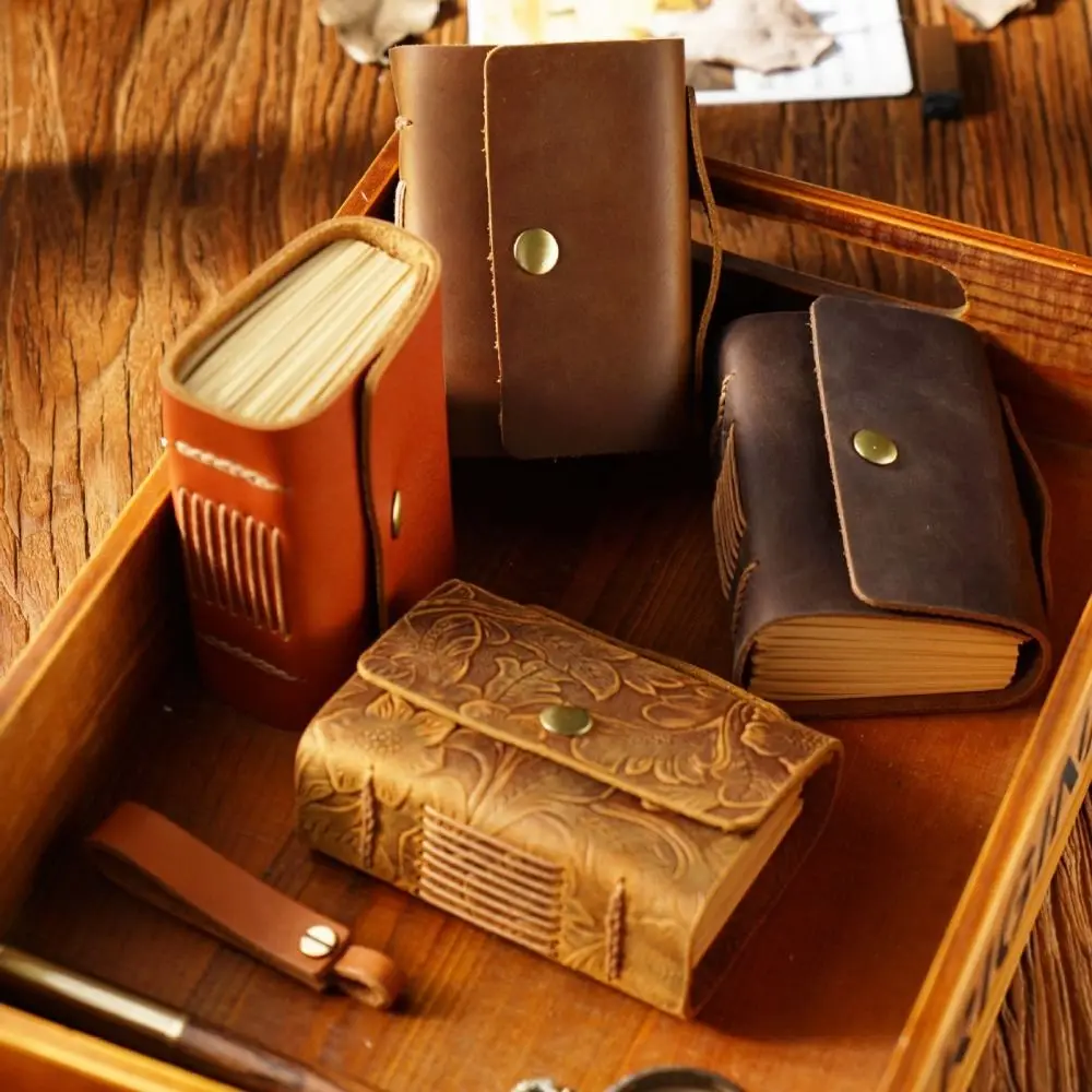 

Retro Writing Cowhide Cover Sketchbook Handmade Leather Traveler Notebook DIY Diary Notebook Crafts