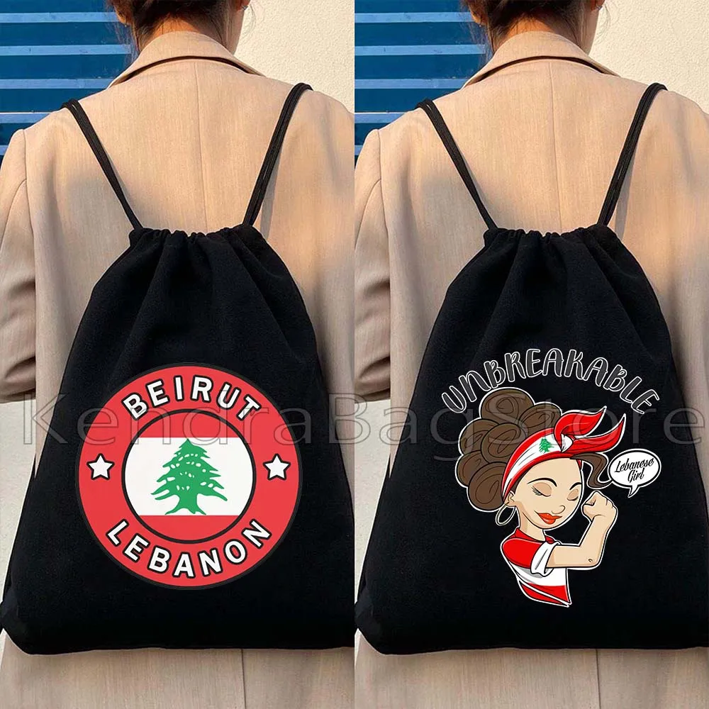 

Милые подарки Бейрут Флаг Ливана Карта Леванская девушка Черная парусиновая сумка на шнурке Футбольный рюкзак Спортивный рюкзак Сумка на шнурке для спорта