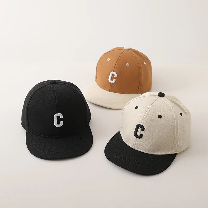 Baby Embroidery Letter Baseball Cap Girl Children Splicing Fashion Peaked Caps Toddler Boy Cotton Hip Hop Hat Kid Sunscreen Hats