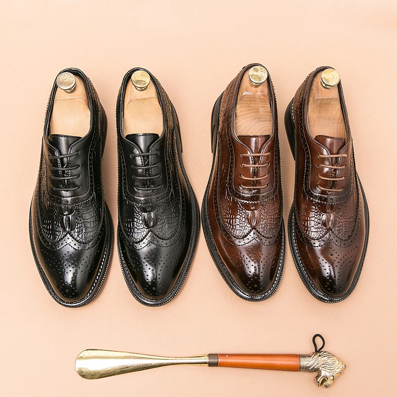 High-end luxury shoes men's business formal casual shoes England carved brogue shoes fashion party suit shoes