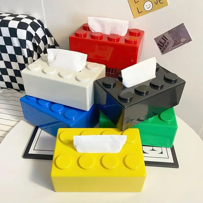 

Household Personalized Building Block Tissue Box Wall-mounted Perforation-free Paper Holder Bathroom Face Towel Box Organizer