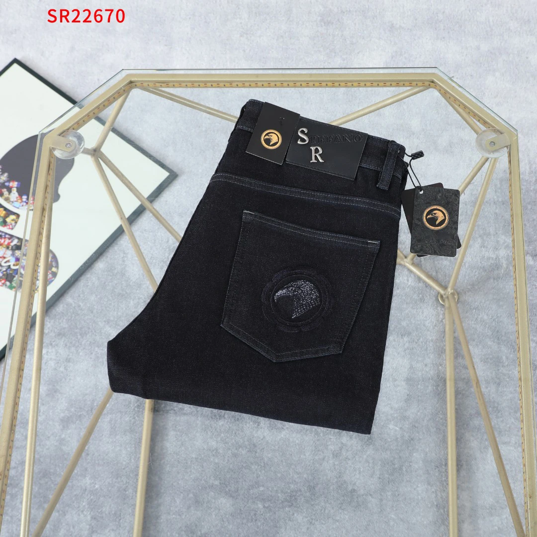 

BLLIYOSS Men Jeans Thin Cotton 2025 Autumn winter New Casual Embroidery comfortable Fashion Eagle Head 30 To 42 yarda Old money