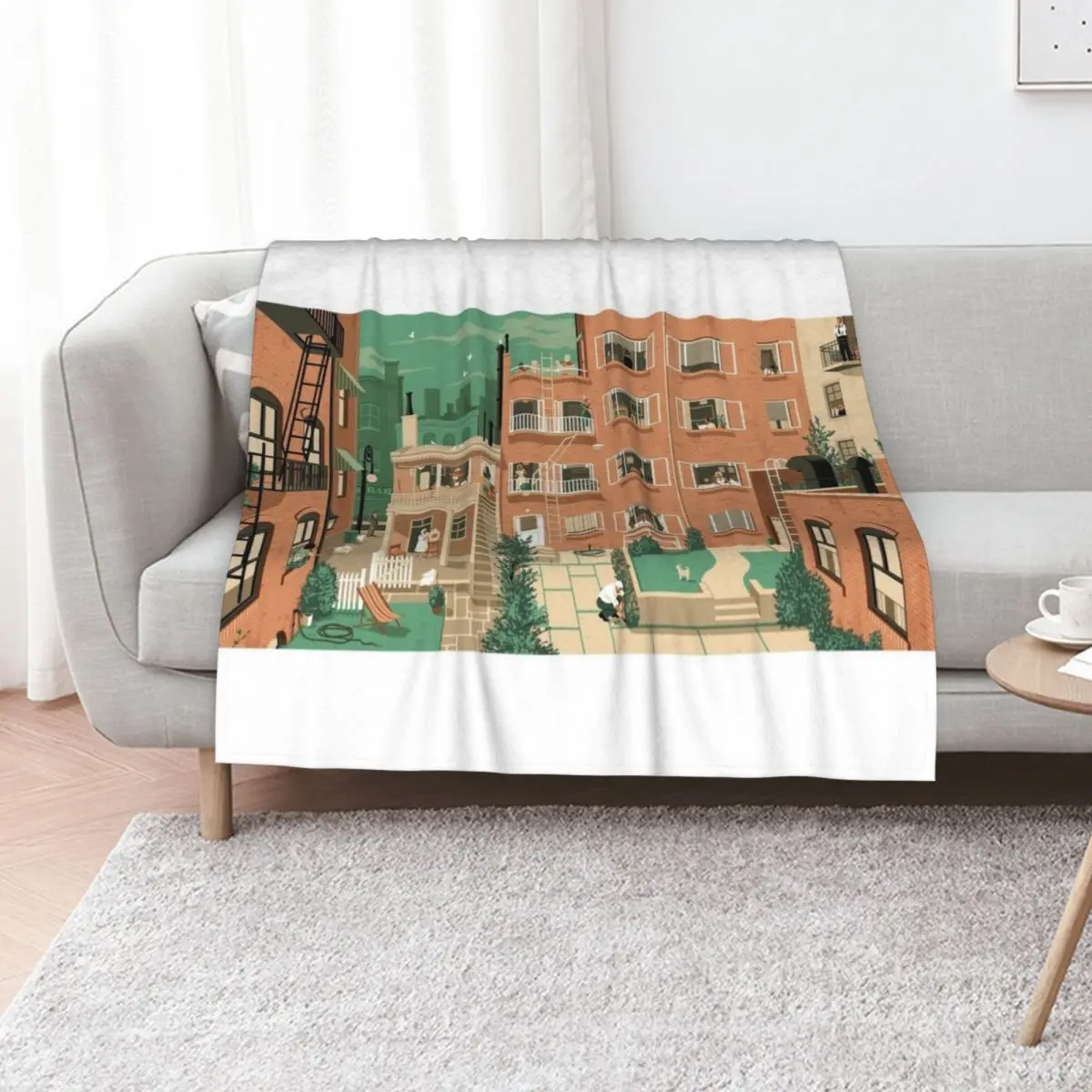 Travel Posters - Hitchcock's Rear Window - Greenwitch Village New York Throw Blanket Giant Sofa Cute Designers Blankets