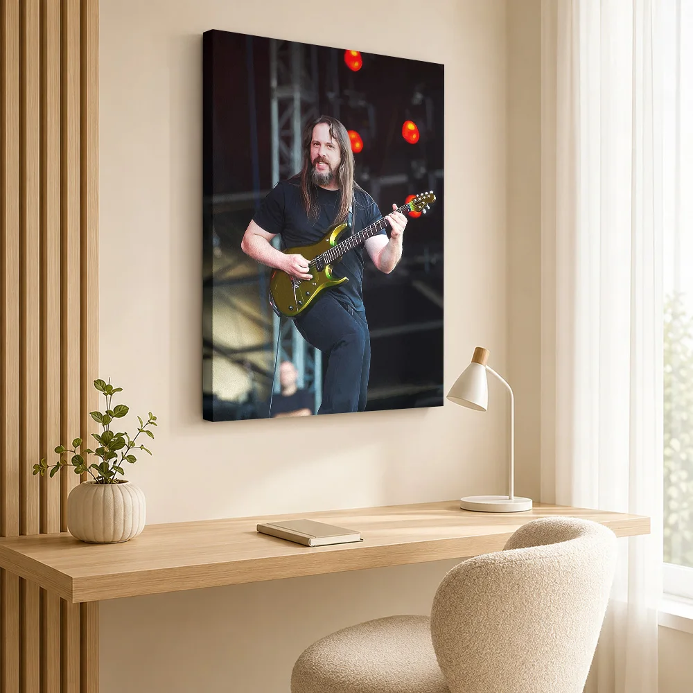 John Petrucci Playing Guitar On Stage Framed Canvas Print Personalized Photo Live Performance Lighting Wall Art For Music Room
