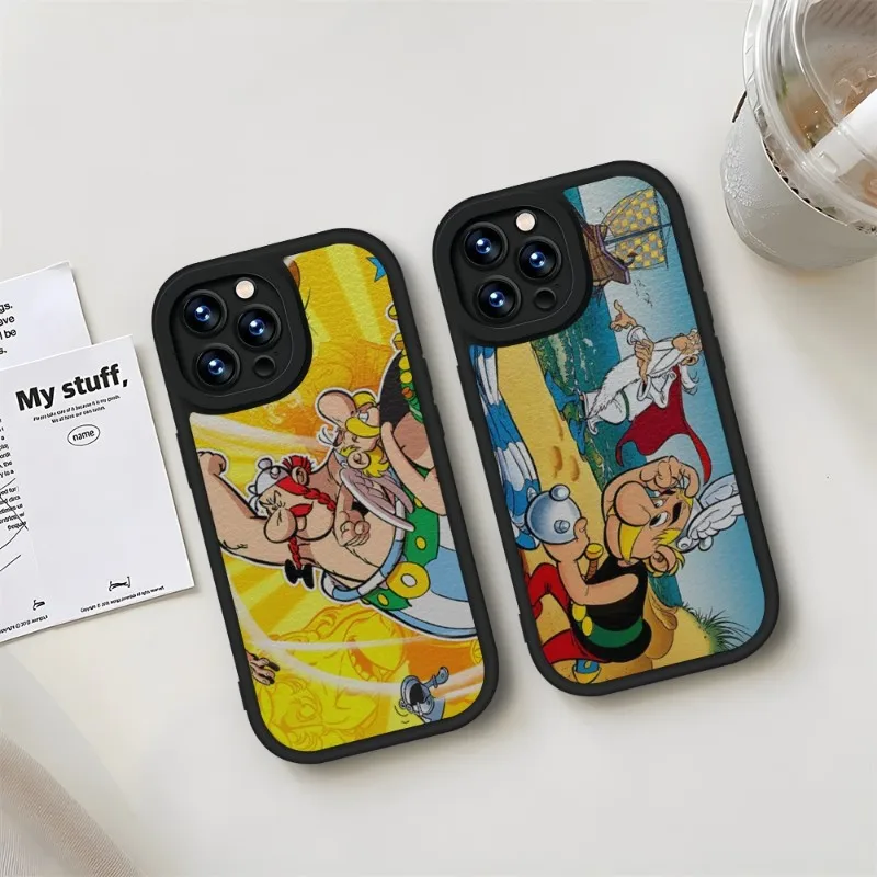 Asterix And Obelix Phone Case Black For IPhone 11 14 13 12 Pro Max Mini Xs X Xr 7 8 Plus SE2020 Leather Silicone Texture Coque